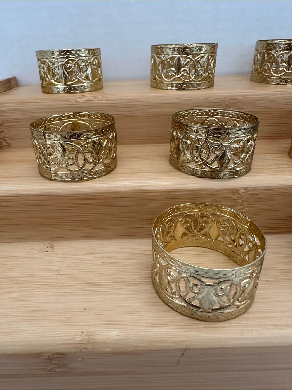 Vintage Fleur De Lis Gold Filigree Napkin Rings - Set of 10 #4